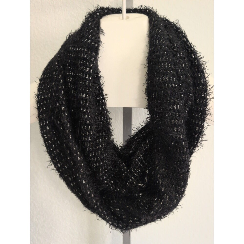 Apt. 9 Black & Metallic Silver Eyelash Infinity Loop Scarf